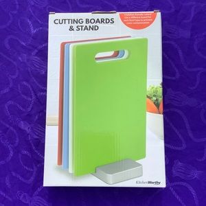 Cutting Boards and Stand. 4 Colored Cutting Board